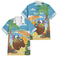 Chilling Parrot Hawaii Summer Christmas Personalized Family Matching Off The Shoulder Long Sleeve Dress and Hawaiian Shirt It's 5 O'Clock Somewhere Beachy Vibes LT14 Dad's Shirt - Short Sleeve Blue - Polynesian Pride
