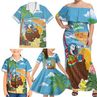 Chilling Parrot Hawaii Summer Christmas Personalized Family Matching Off Shoulder Maxi Dress and Hawaiian Shirt It's 5 O'Clock Somewhere Beachy Vibes LT14 - Polynesian Pride