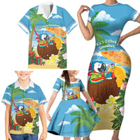 Chilling Parrot Hawaii Summer Christmas Personalized Family Matching Short Sleeve Bodycon Dress and Hawaiian Shirt It's 5 O'Clock Somewhere Beachy Vibes LT14 - Polynesian Pride