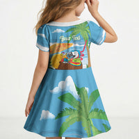 Chilling Parrot Hawaii Summer Christmas Personalized Kid Short Sleeve Dress It's 5 O'Clock Somewhere Beachy Vibes LT14 - Polynesian Pride