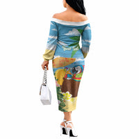 Chilling Parrot Hawaii Summer Christmas Personalized Off The Shoulder Long Sleeve Dress It's 5 O'Clock Somewhere Beachy Vibes LT14 - Polynesian Pride