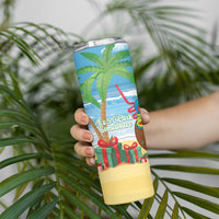 Chilling Parrot Hawaii Summer Christmas Personalized Skinny Tumbler It's 5 O'Clock Somewhere Beachy Vibes