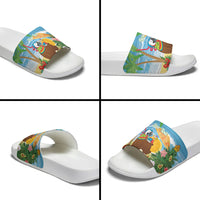 Chilling Parrot Hawaii Summer Christmas Personalized Slide Sandals It's 5 O'Clock Somewhere Beachy Vibes