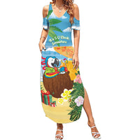 Chilling Parrot Hawaii Summer Christmas Personalized Summer Maxi Dress It's 5 O'Clock Somewhere Beachy Vibes
