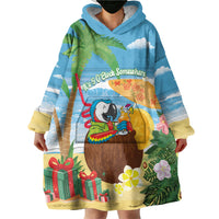 Chilling Parrot Hawaii Summer Christmas Personalized Wearable Blanket Hoodie It's 5 O'Clock Somewhere Beachy Vibes