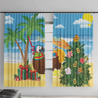 Chilling Parrot Hawaii Summer Christmas Personalized Window Curtain It's 5 O'Clock Somewhere Beachy Vibes