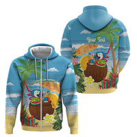 Chilling Parrot Hawaii Summer Christmas Personalized Zip Hoodie It's 5 O'Clock Somewhere Beachy Vibes