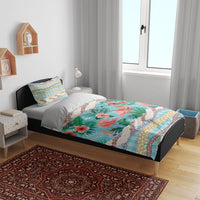 Flamingo Hawaii Summer Bedding Set Hawaiian Lei Pakala Motifs Tropical Style