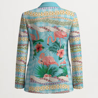 Flamingo Hawaii Summer Blazer Hawaiian Lei Pakala Motifs Tropical Style