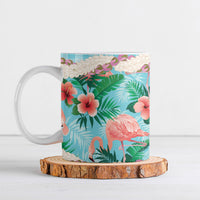 Flamingo Hawaii Summer Ceramic Mug Hawaiian Lei Pakala Motifs Tropical Style