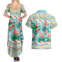Flamingo Hawaii Summer Couples Matching Summer Maxi Dress and Hawaiian Shirt Hawaiian Lei Pakala Motifs Tropical Style