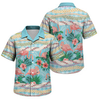 Flamingo Hawaii Summer Family Matching Long Sleeve Bodycon Dress and Hawaiian Shirt Hawaiian Lei Pakala Motifs Tropical Style LT14 Son's Shirt Cyan - Polynesian Pride