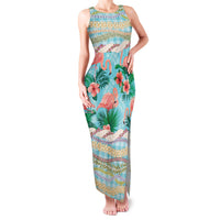 Flamingo Hawaii Summer Family Matching Tank Maxi Dress and Hawaiian Shirt Hawaiian Lei Pakala Motifs Tropical Style