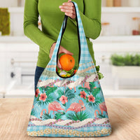 Flamingo Hawaii Summer Grocery Bag Hawaiian Lei Pakala Motifs Tropical Style