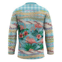 Flamingo Hawaii Summer Hockey Jersey Hawaiian Lei Pakala Motifs Tropical Style