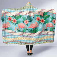 Flamingo Hawaii Summer Hooded Blanket Hawaiian Lei Pakala Motifs Tropical Style