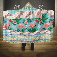 Flamingo Hawaii Summer Hooded Blanket Hawaiian Lei Pakala Motifs Tropical Style