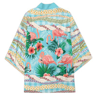 Flamingo Hawaii Summer Kimono Hawaiian Lei Pakala Motifs Tropical Style