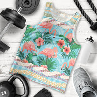 Flamingo Hawaii Summer Men Tank Top Hawaiian Lei Pakala Motifs Tropical Style