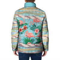Flamingo Hawaii Summer Padded Jacket Hawaiian Lei Pakala Motifs Tropical Style