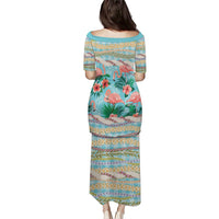 Flamingo Hawaii Summer Puletasi Hawaiian Lei Pakala Motifs Tropical Style LT14 - Polynesian Pride
