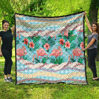 Flamingo Hawaii Summer Quilt Hawaiian Lei Pakala Motifs Tropical Style