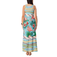 Flamingo Hawaii Summer Tank Maxi Dress Hawaiian Lei Pakala Motifs Tropical Style LT14 - Polynesian Pride