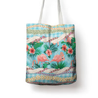 Flamingo Hawaii Summer Tote Bag Hawaiian Lei Pakala Motifs Tropical Style