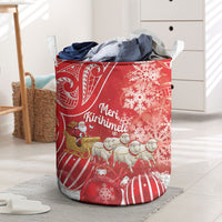 New Zealand Christmas In July Laundry Basket Funny Santa Sheep Meri Kirihimete Red