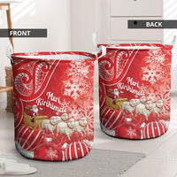 New Zealand Christmas In July Laundry Basket Funny Santa Sheep Meri Kirihimete Red