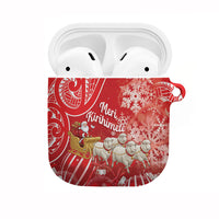 New Zealand Christmas In July AirPods Case Funny Santa Sheep Meri Kirihimete Red