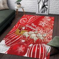 New Zealand Christmas In July Area Rug Funny Santa Sheep Meri Kirihimete Red