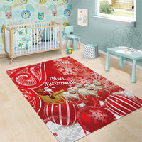 New Zealand Christmas In July Area Rug Funny Santa Sheep Meri Kirihimete Red
