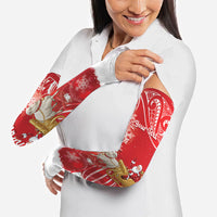 New Zealand Christmas In July Personalised Arm Sleeves Funny Santa Sheep Meri Kirihimete Red