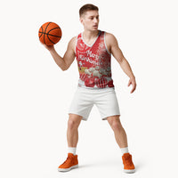 New Zealand Christmas In July Personalised Basketball Jersey Funny Santa Sheep Meri Kirihimete Red