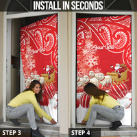New Zealand Christmas In July Personalised Door Cover Funny Santa Sheep Meri Kirihimete Red