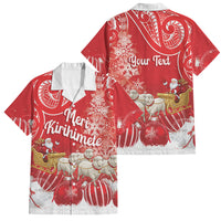 New Zealand Christmas In July Personalised Family Matching Off Shoulder Maxi Dress and Hawaiian Shirt Funny Santa Sheep Meri Kirihimete Red LT14 Dad's Shirt - Short Sleeve Red - Polynesian Pride