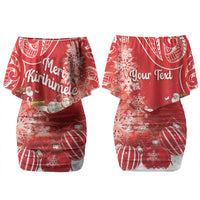 New Zealand Christmas In July Personalised Family Matching Off Shoulder Short Dress and Hawaiian Shirt Funny Santa Sheep Meri Kirihimete Red LT14 Mom's Dress Red - Polynesian Pride
