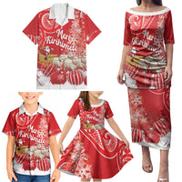 New Zealand Christmas In July Personalised Family Matching Puletasi and Hawaiian Shirt Funny Santa Sheep Meri Kirihimete Red LT14 - Polynesian Pride