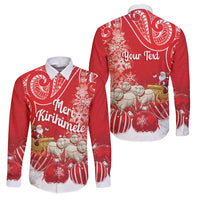 New Zealand Christmas In July Personalised Family Matching Short Sleeve Bodycon Dress and Hawaiian Shirt Funny Santa Sheep Meri Kirihimete Red LT14 Dad's Shirt - Long Sleeve Red - Polynesian Pride