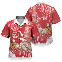 New Zealand Christmas In July Personalised Family Matching Short Sleeve Bodycon Dress and Hawaiian Shirt Funny Santa Sheep Meri Kirihimete Red LT14 Son's Shirt Red - Polynesian Pride