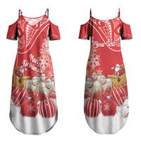 New Zealand Christmas In July Personalised Family Matching Summer Maxi Dress and Hawaiian Shirt Funny Santa Sheep Meri Kirihimete Red LT14 Mom's Dress Red - Polynesian Pride