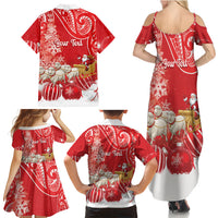 New Zealand Christmas In July Personalised Family Matching Summer Maxi Dress and Hawaiian Shirt Funny Santa Sheep Meri Kirihimete Red