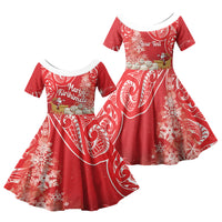 New Zealand Christmas In July Personalised Family Matching Summer Maxi Dress and Hawaiian Shirt Funny Santa Sheep Meri Kirihimete Red LT14 Daughter's Dress Red - Polynesian Pride