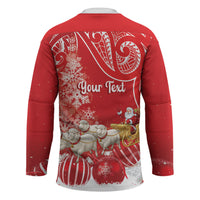 New Zealand Christmas In July Personalised Hockey Jersey Funny Santa Sheep Meri Kirihimete Red