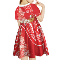New Zealand Christmas In July Personalised Kid Short Sleeve Dress Funny Santa Sheep Meri Kirihimete Red