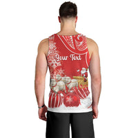 New Zealand Christmas In July Personalised Men Tank Top Funny Santa Sheep Meri Kirihimete Red