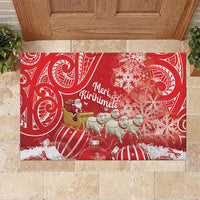 New Zealand Christmas In July Rubber Doormat Funny Santa Sheep Meri Kirihimete Red