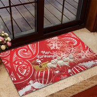 New Zealand Christmas In July Rubber Doormat Funny Santa Sheep Meri Kirihimete Red