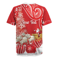New Zealand Christmas In July Personalised Rugby Jersey Funny Santa Sheep Meri Kirihimete Red